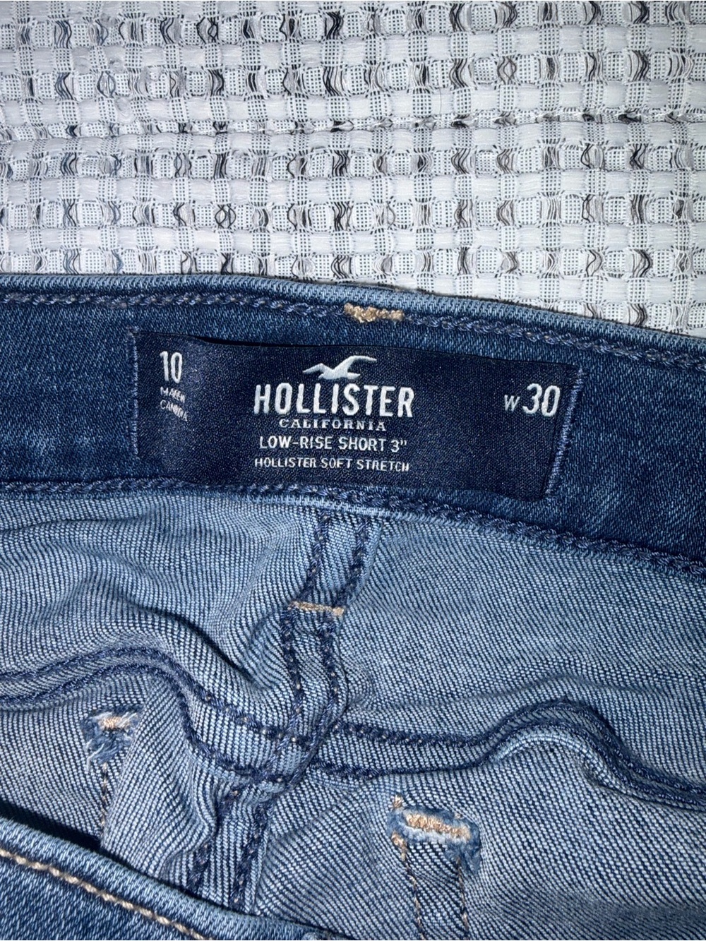 Hollister Blue Distressed Low-Rise Denim Shorts